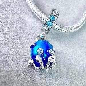 Blue‎ Octopus Dangle Charm fits PANDORA